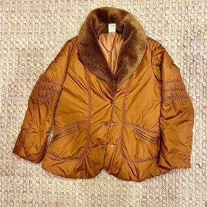 Vintage Brown Fur-Trimmed Women's Coat